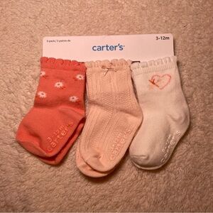 Carter's 3-Pack Baby Socks - Coral, Peach, and White